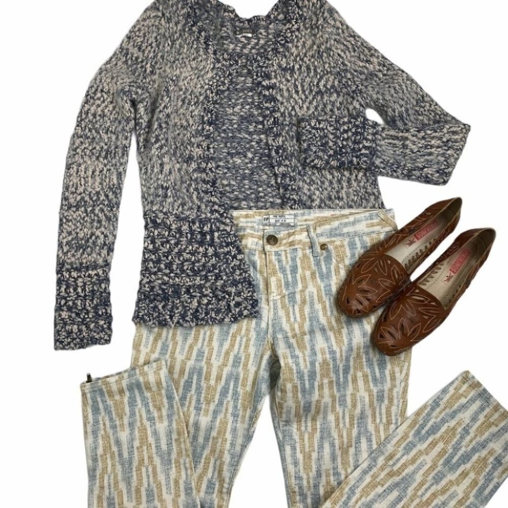 Spanner Super Soft Blue /Beige Cardigan Size Small